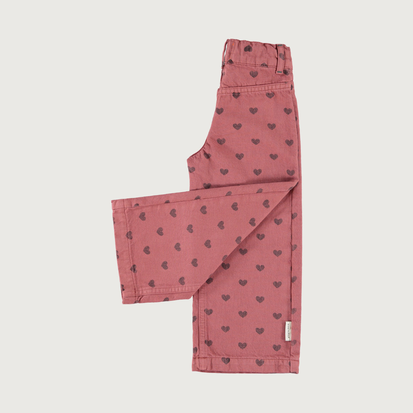 Piupiuchick Flare trousers pink with black hearts