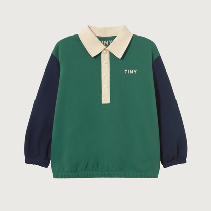Tinycottons Color block polo sweatshirt dark green