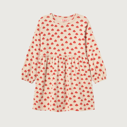Tinycottons Mini mushrooms rib dress ivory