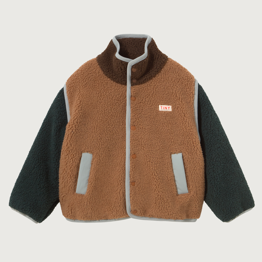 Tinycottons Color block sherpa jacket base light brown