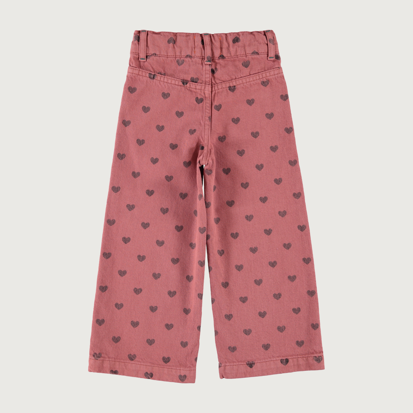 Piupiuchick Flare trousers pink with black hearts
