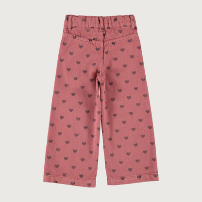 Piupiuchick Flare trousers pink with black hearts