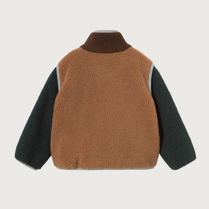 Tinycottons Color block sherpa jacket base light brown