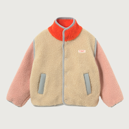 Tinycottons Color block sherpa jacket base vanilla