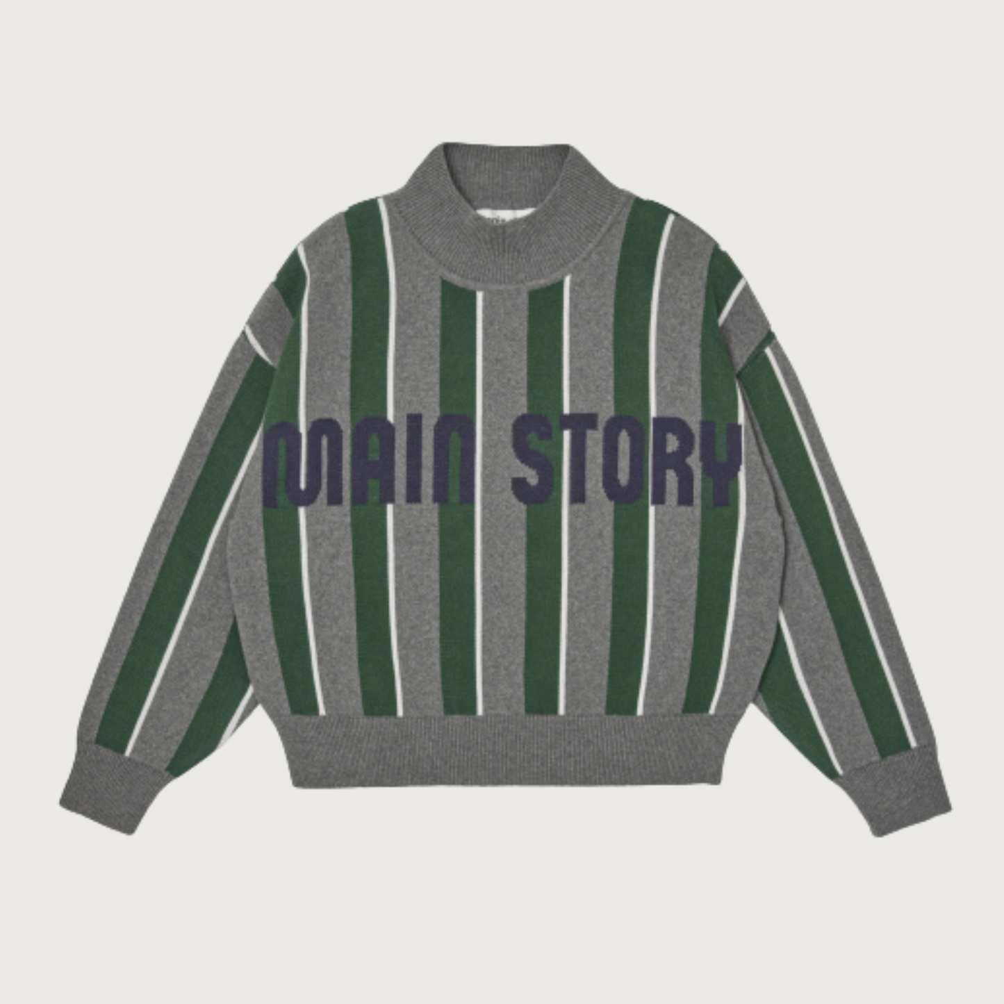 Main Story Sporty knit grey melange stripe knit