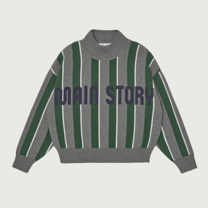 Main Story Sporty knit grey melange stripe knit