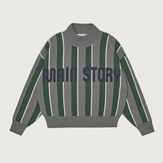 Main Story Sporty knit grey melange stripe knit