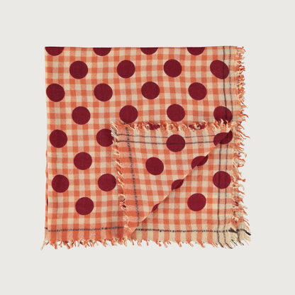 Piupiuchick Orange checkered scarf with polka dots