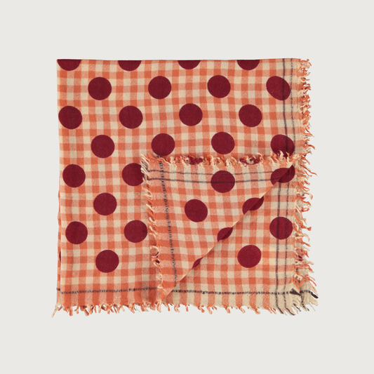 Piupiuchick Orange checkered scarf with polka dots