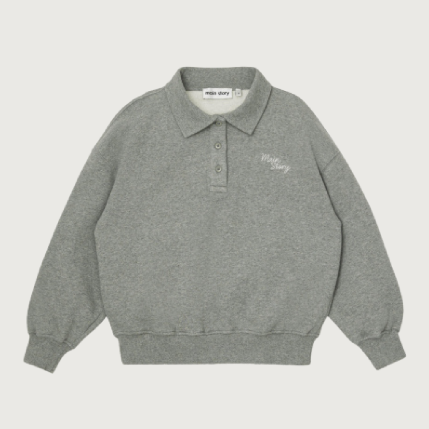 Main Story Polo sweatshirt grey melange fleece