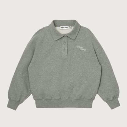 Main Story Polo sweatshirt grey melange fleece