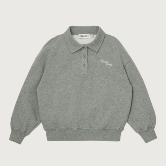 Main Story Polo sweatshirt grey melange fleece