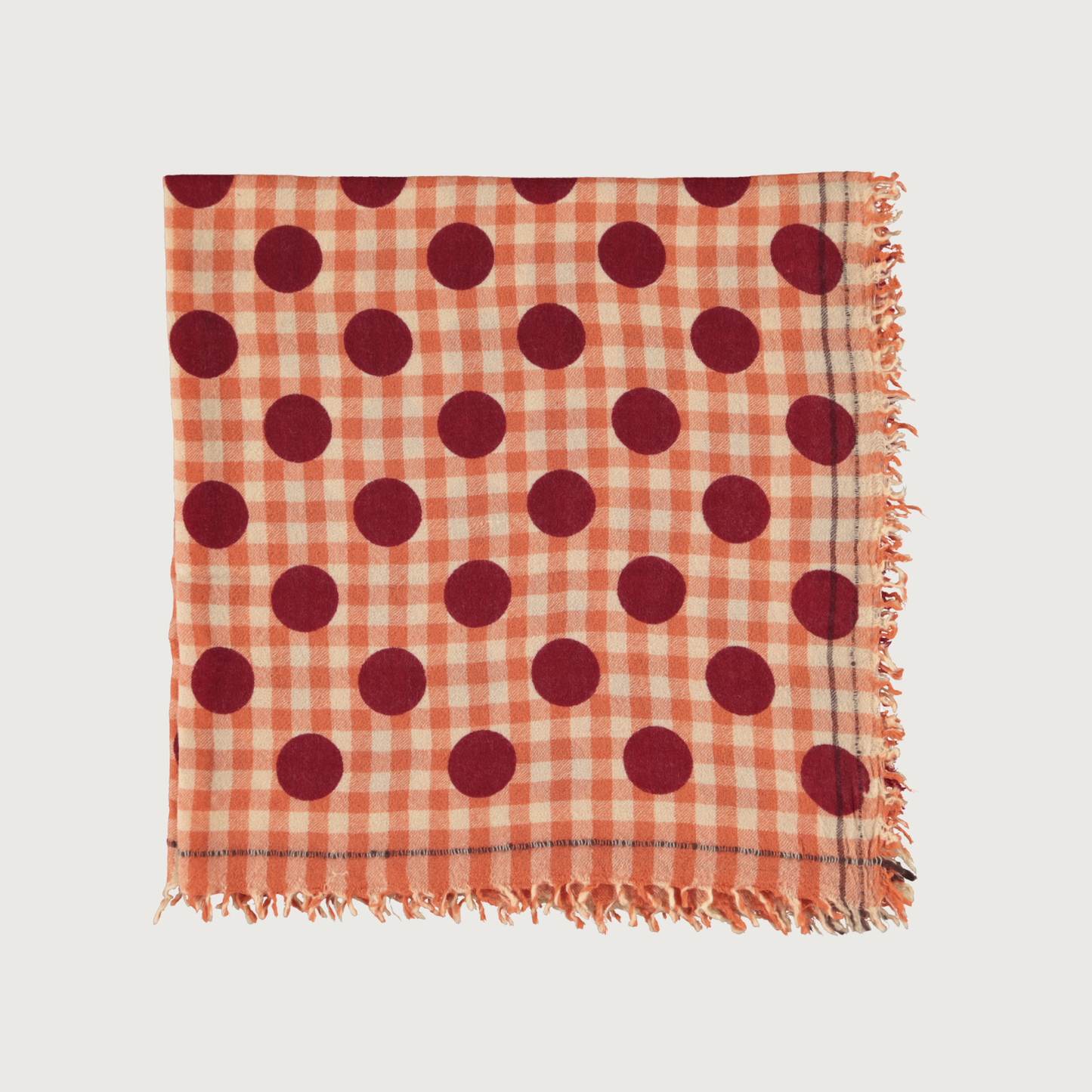 Piupiuchick Orange checkered scarf with polka dots