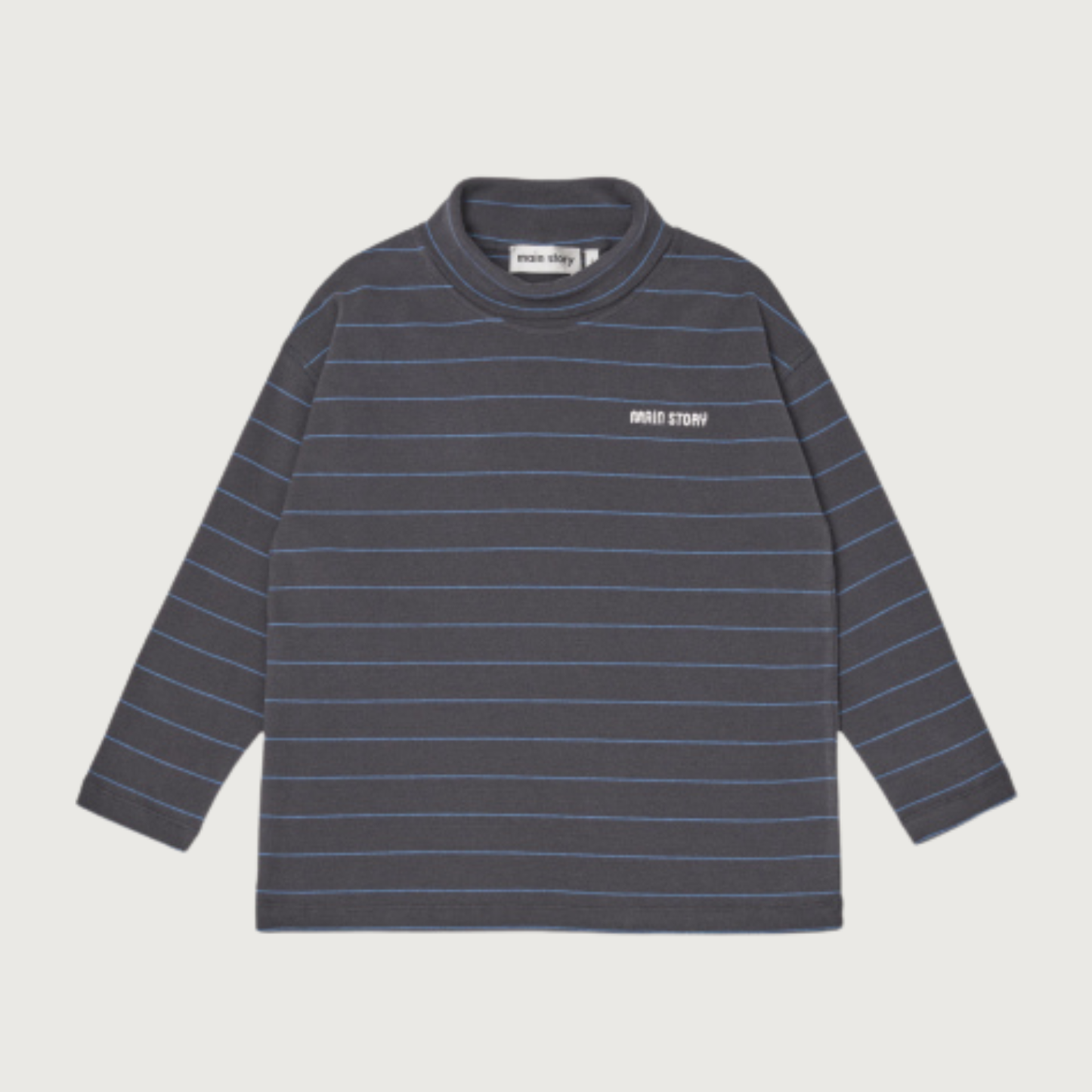 Main Story Roll neck rib top phantom stripe rib jersey