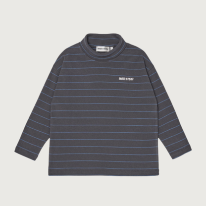 Main Story Roll neck rib top phantom stripe rib jersey