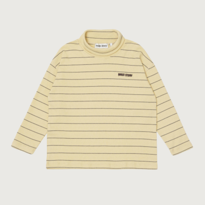 Main Story Roll neck rib top banana stripe rib jersey