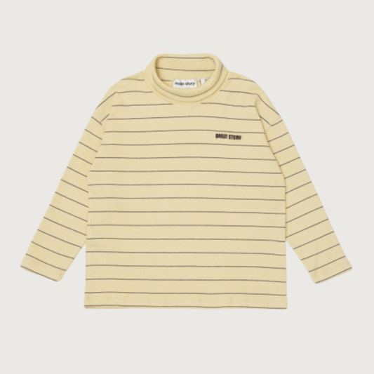 Main Story Roll neck rib top banana stripe rib jersey