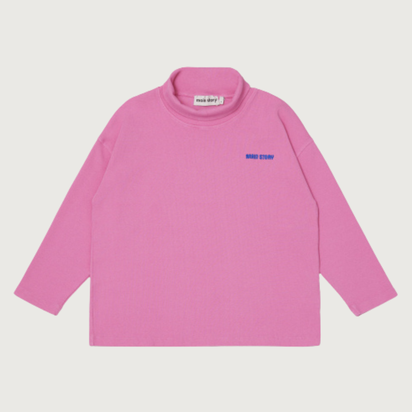 Main Story Roll neck rib top bubblegum rib jersey