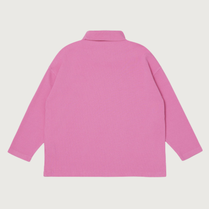 Main Story Roll neck rib top bubblegum rib jersey