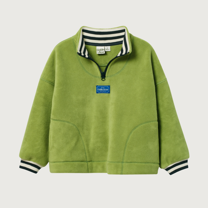 Goldie+Ace Quarter zip green polar fleece