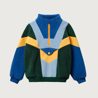 Goldie+Ace Quarter zip blue colour block polar fleece