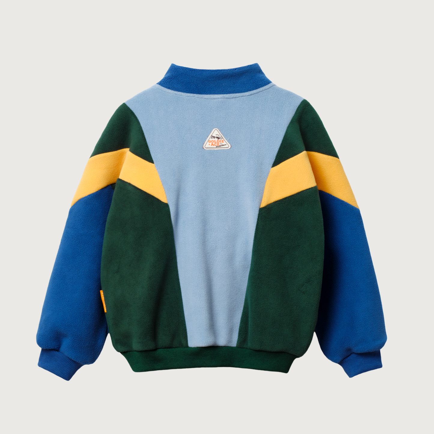 Goldie+Ace Quarter zip blue colour block polar fleece