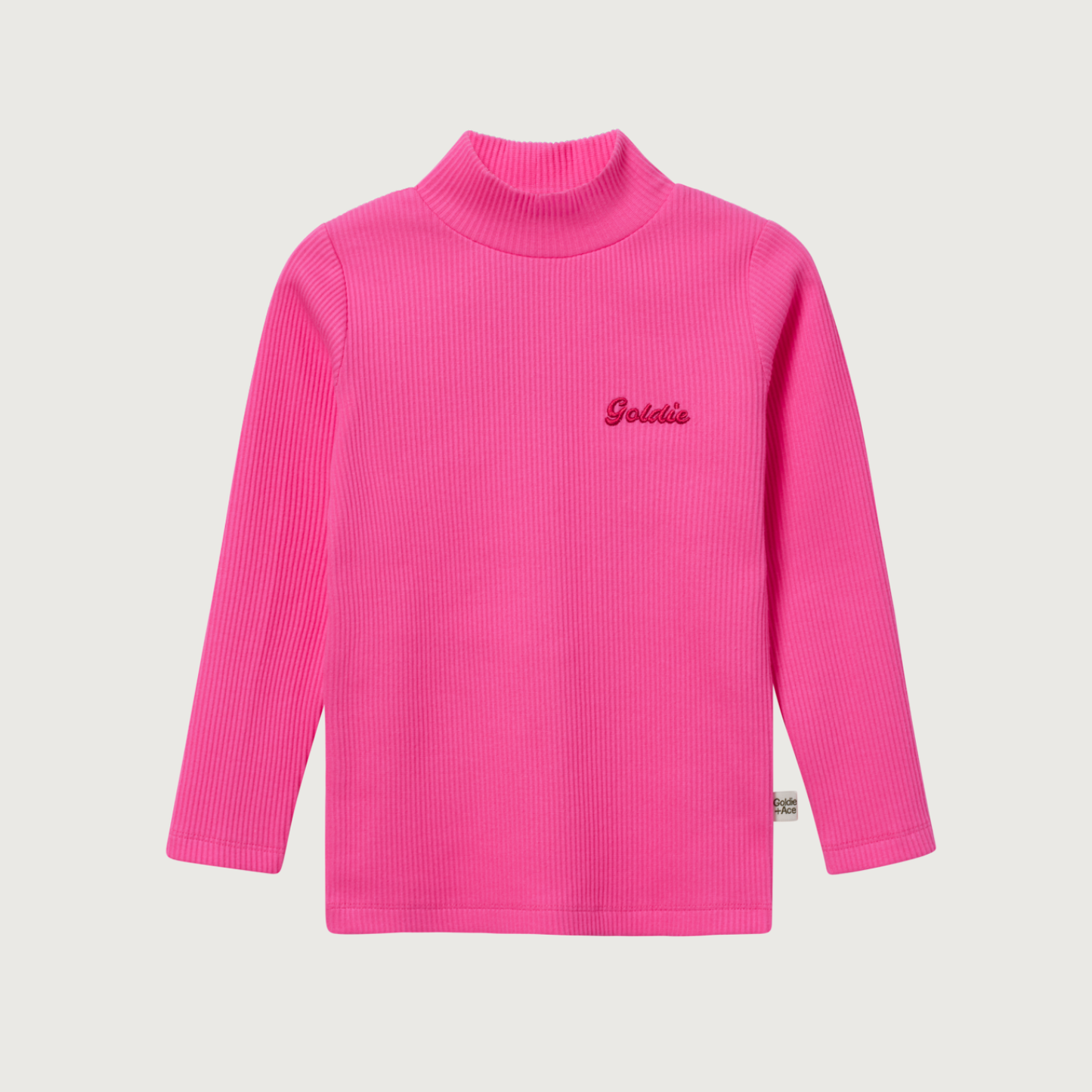 Goldie+Ace High Neck pink rib skivvy