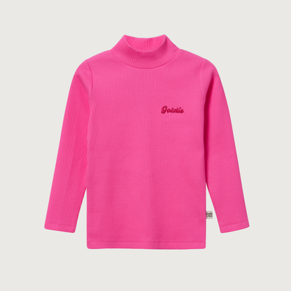 Goldie+Ace High Neck pink rib skivvy