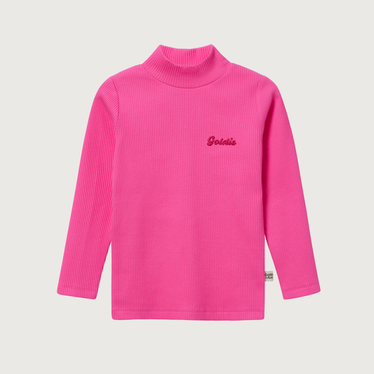 Goldie+Ace High Neck pink rib skivvy