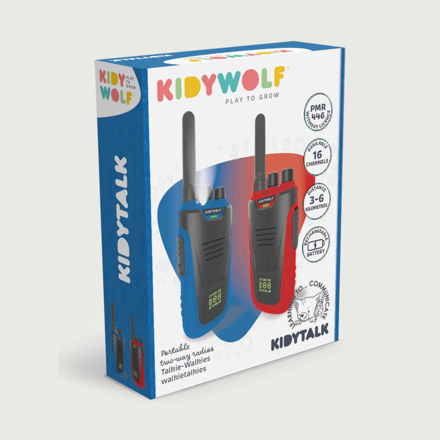 Kidywolf Kidytalk walkietalkies red and blue