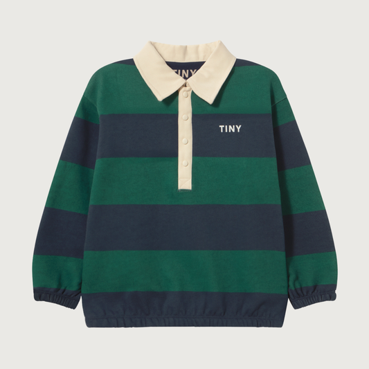 Tinycottons Navy stripes polo sweatshirt dark green