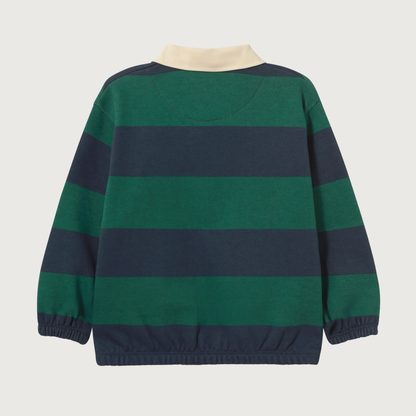 Tinycottons Navy stripes polo sweatshirt dark green