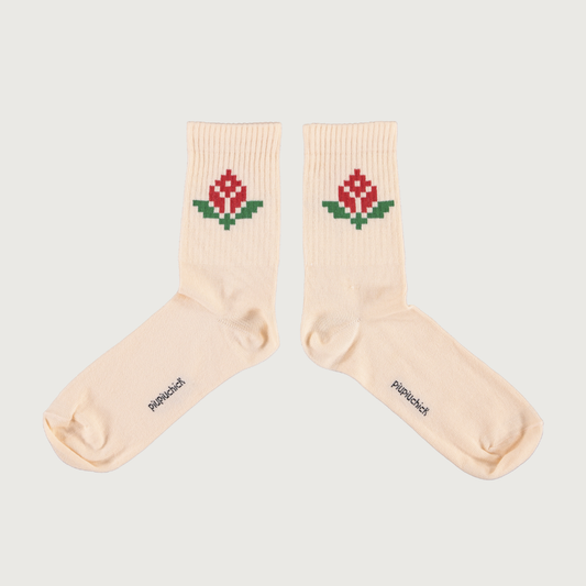 Piupiuchick Socks light pink with red flower