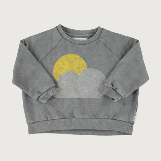 Piupiuchick Sweatshirt grey with sun & cloud print
