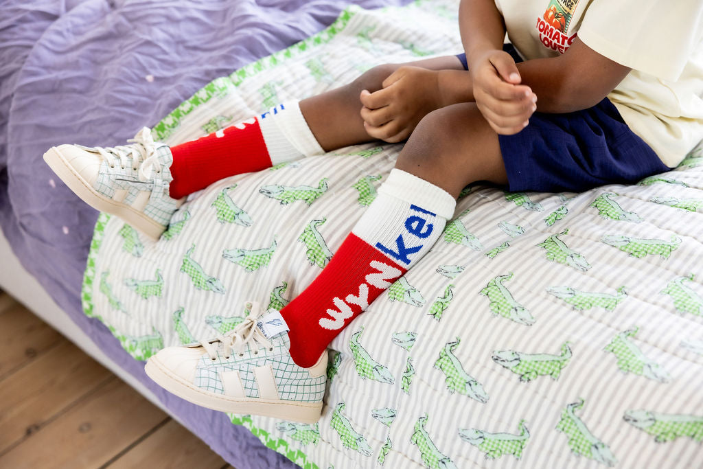 Wynken BUBBLE Sock ecru piller red / 4Y