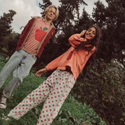 Piupiuchick Sweatshirt with collar pink with APPLE print
