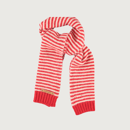 Piupiuchick Knitted scarf ecru & red stripes