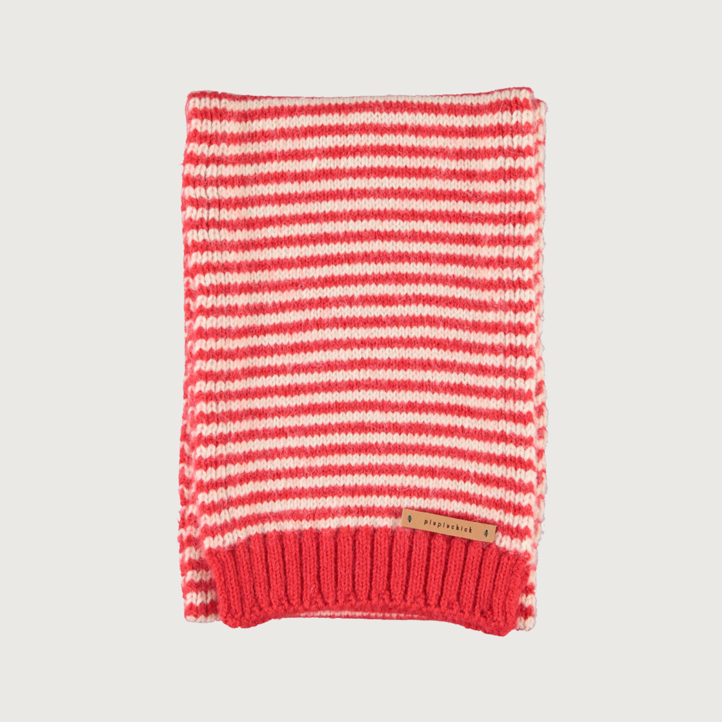 Piupiuchick Knitted scarf ecru & red stripes
