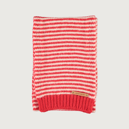 Piupiuchick Knitted scarf ecru & red stripes