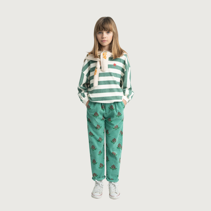 Piupiuchick Sweatshirt ecru & green stripes with Piupiuchick print