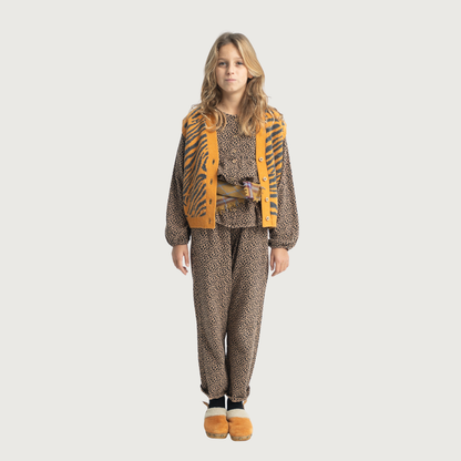 Piupiuchick Unisex trousers brown with animal print