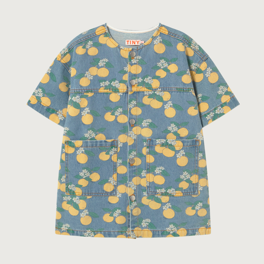 Tinycottons ORANGES denim dress light wash denim