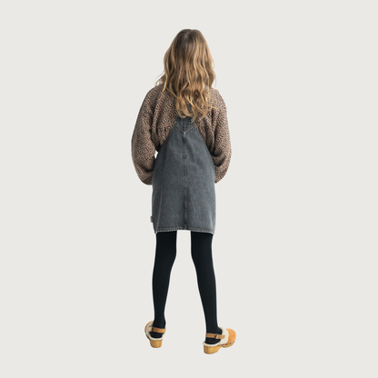 Piupiuchick Short dress with straps washed black denim with APPLE