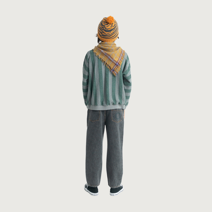 Piupiuchick Sweatshirt grey & green stripes