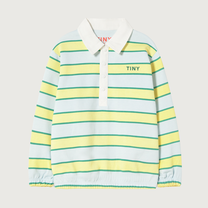 Tinycottons RETRO STRIPES polo sweatshirt ice blue