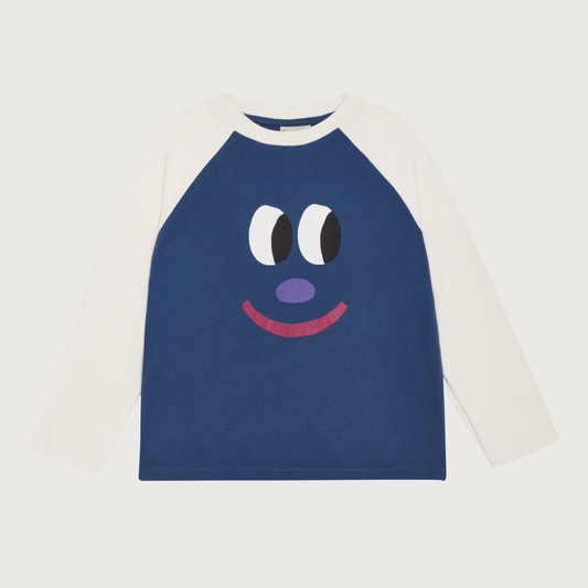The Campamento Smiling face color block t-shirt blue