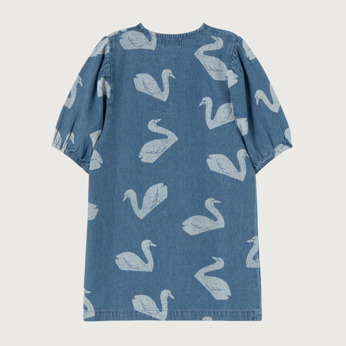 Tinycottons BIG SWANS dress medium wash denim