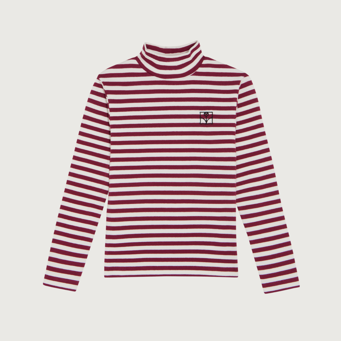 The Campamento Burgundy stripes turtle neck T-shirt