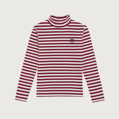 The Campamento Burgundy stripes turtle neck T-shirt