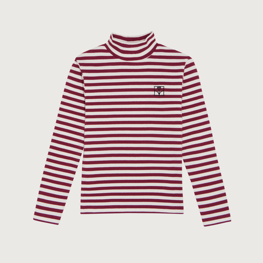 The Campamento Burgundy stripes turtle neck T-shirt
